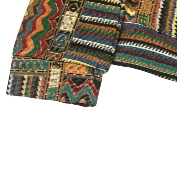 Geometric Patchwork Jacket | Boho Vintage-Style Tapestry Coat - Picture 5 of 12